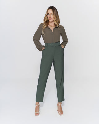 Chiffon Button-Down Shirt with Long Sleeves
