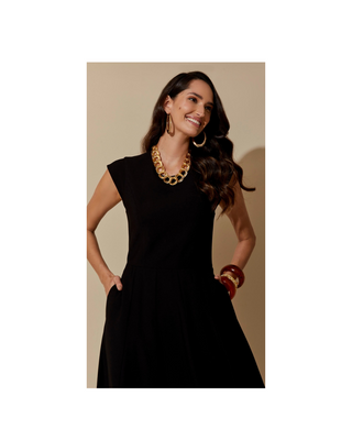 Twill Viscose Dress – Flared Cut & Muscle Sleeves