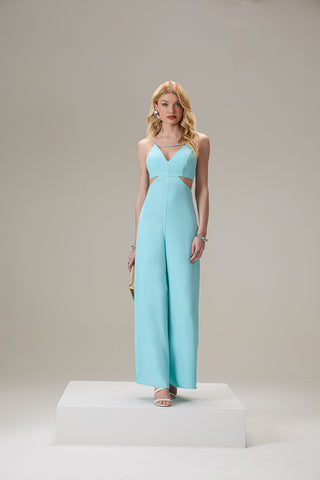 Brazilian Mannie Jumpsuit with Side Cutouts – Blue