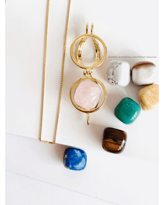 Healing Necklace with Natural Stones and Self-Love Affirmations – 18K Gold Plated