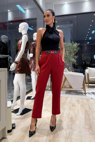 Brazilian High-Neck Sleeveless Blouse with Front Tie