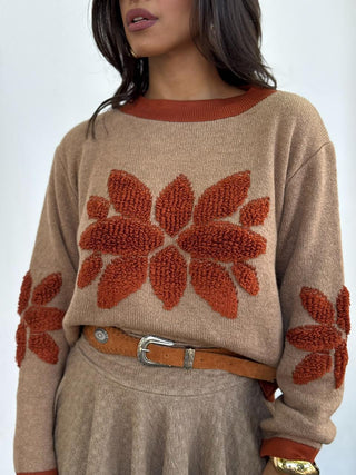 Embroidered Cactus Knit Blouse – Fall Edition