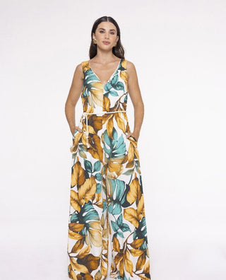 Brazilian Viscose Jumpsuit with Bikini Lining and Rope Belt