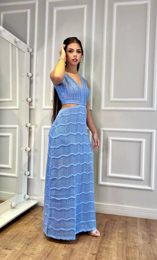 Brazilian Long Knitted Dress with Side Cutouts