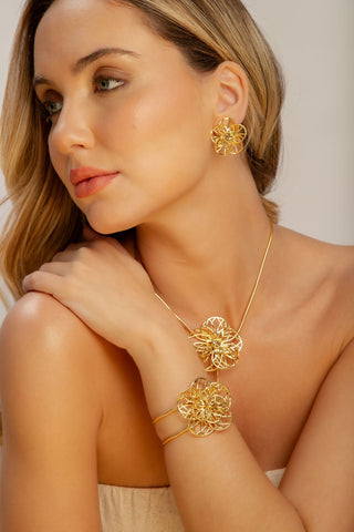 18K Gold-Plated Floral Earrings