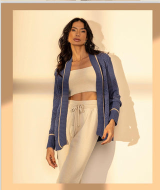 Bicolor Knit Cardigan